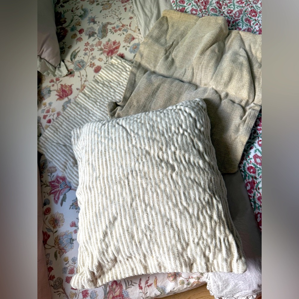 H&M Jute Striped Knit Throw Pillow Covers
